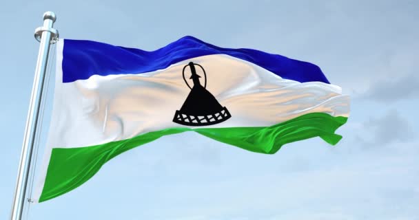 Lesotho Flagga Viftar Med — Stockvideo