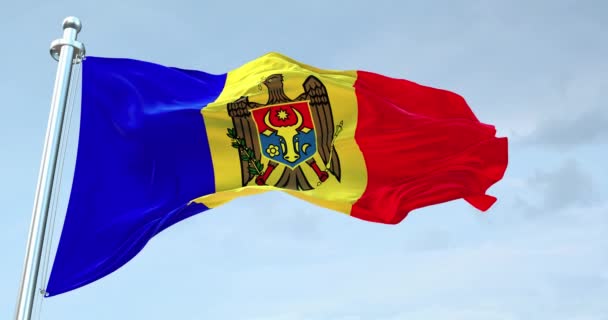 Moldavská Vlajka Mává — Stock video