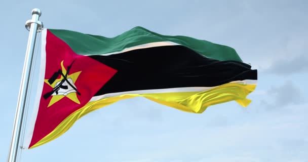 Флаг Мозамбика Размахивает — стоковое видео