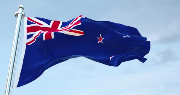 Nuova Zelanda Bandiera Sventola — Video Stock