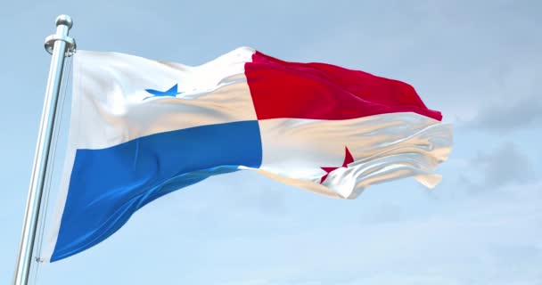 Bandeira República Panamá Acenando — Vídeo de Stock