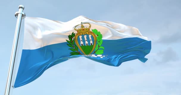 Bandera San Marino Ondeando — Vídeos de Stock