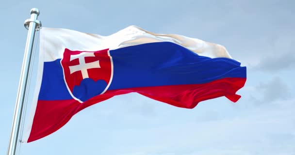 Флаг Словакии Размахивая — стоковое видео