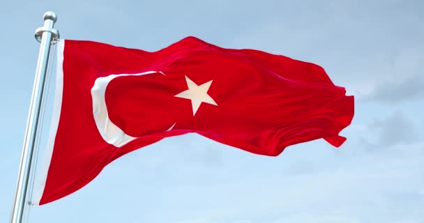 Türkei Flagge Schwenken — Stockvideo