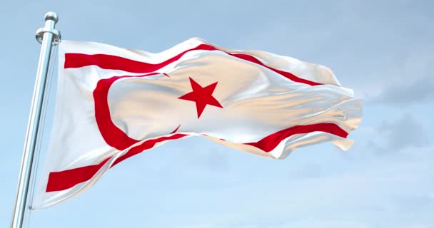 Turkiska Republiken Norra Cypern Flagga Viftar Med — Stockvideo