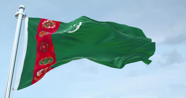 Turquemenistão Bandeira Acenando — Vídeo de Stock