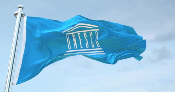 Bandera Unesco Ondeando — Vídeo de stock