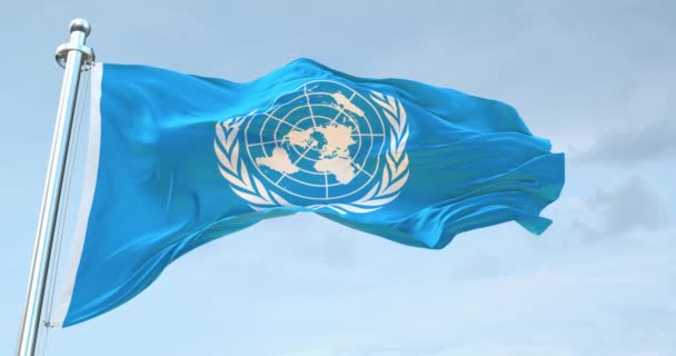 Drapeau Des Nations Unies Agitant — Video