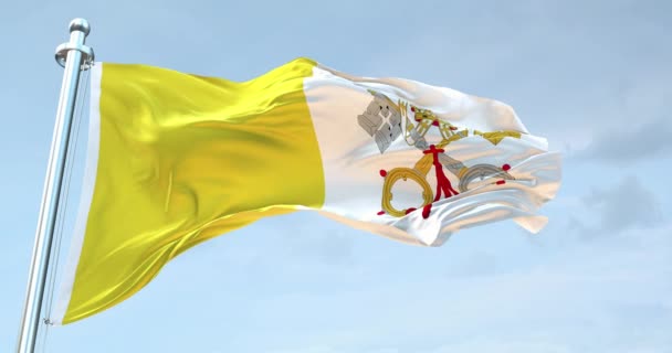 梵蒂冈圣座 见旗帜飘扬4K — 图库视频影像