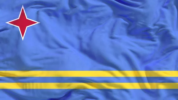 Флаг Арубы Текстильная Ткань Размахивая — стоковое фото