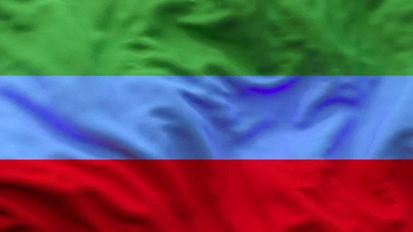 Dagestan Nationale Vlag Textiel Doek Zwaaien — Stockfoto