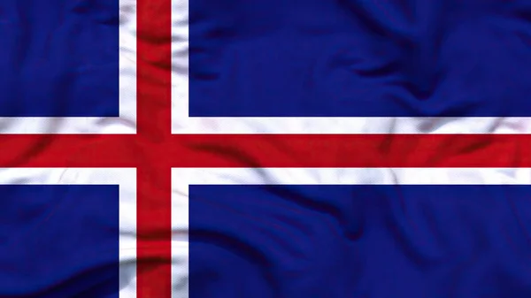 Iceland National Flag Textile Cloth Fabric Waving — Stockfoto