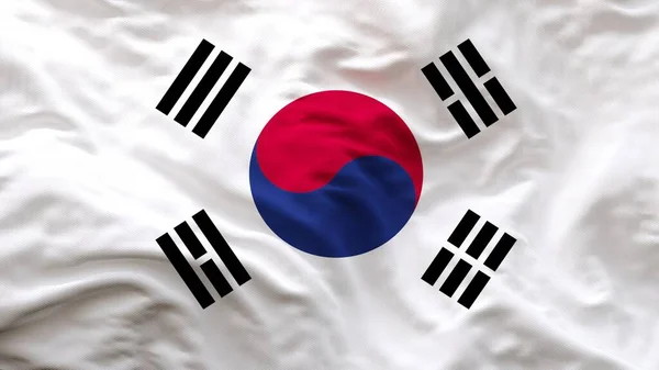 South Korea Flag Textile Cloth Fabric Waving — Stock Photo, Image