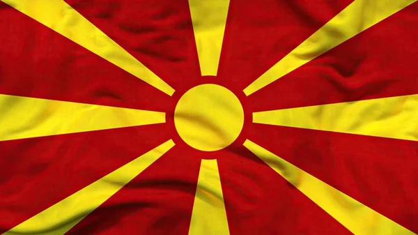 Македонський Національний Прапор Текстильна Тканина Махаючи Тканиною — стокове фото