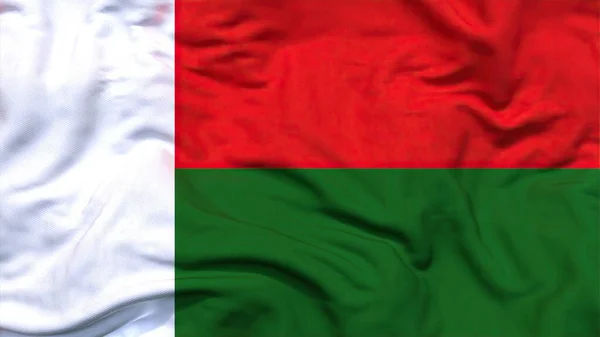 Madagascar Bandiera Nazionale Tessuto Tessuto Sventolando — Foto Stock