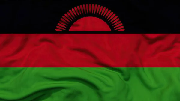 Malawi Nationale Vlag Textiel Doek Zwaaien — Stockfoto