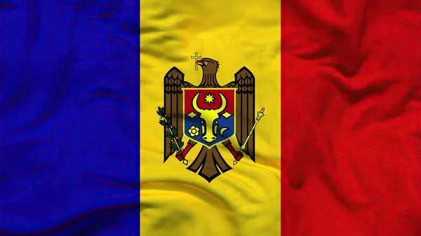 Moldova National Flag Textile Cloth Fabric Waving — Stock Photo, Image