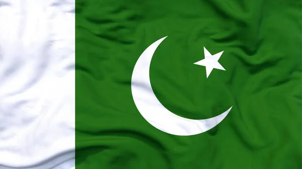 Пакистанский Национальный Флаг Текстильная Ткань Размахивая — стоковое фото
