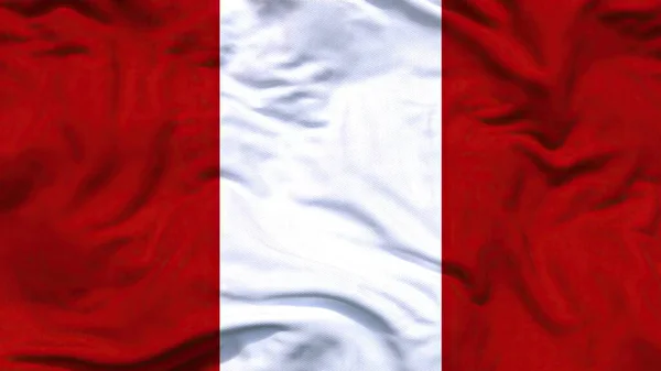 Perù Bandiera Nazionale Tessuto Tessuto Sventolando — Foto Stock