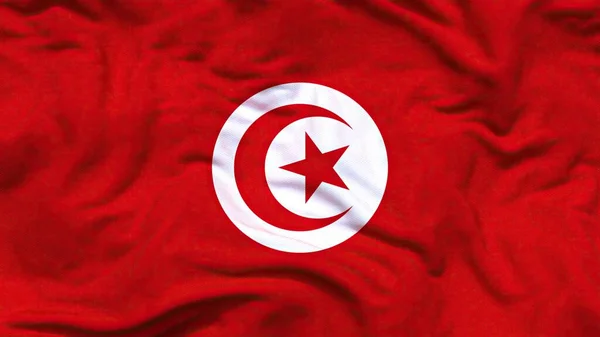 Tunisia National Flag Textile Cloth Fabric Waving — Stock Photo, Image