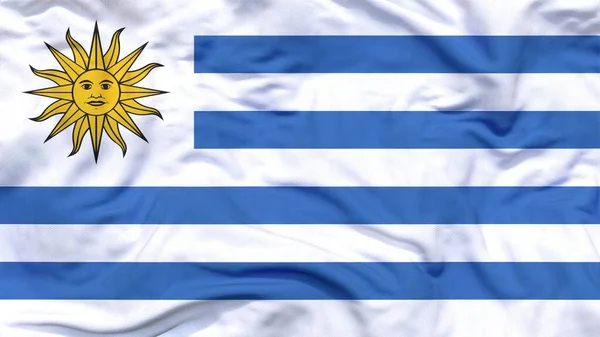 Uruguay Nationale Vlag Textiel Weefsel Zwaaien — Stockfoto