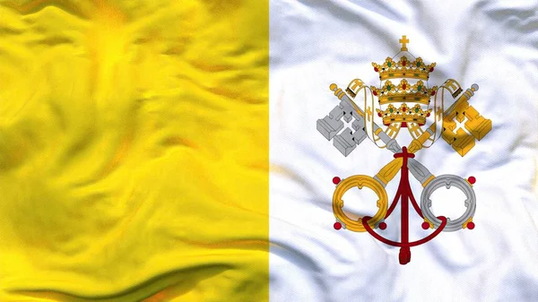 Vatikánská Národní Vlajková Textilní Tkanina Mává — Stock fotografie