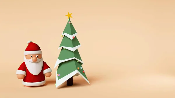 Иллюстрация Санта Клаус Рождественская Елка Фон — стоковое фото