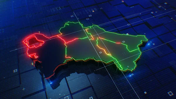 Turkmenistan Map Digital Background — Zdjęcie stockowe
