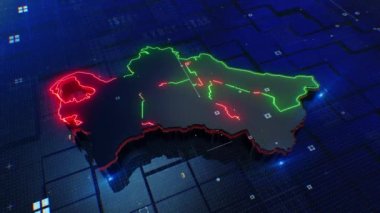 Turkmenistan map digital 4k 