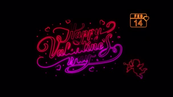 Día San Valentín Luces Neón — Vídeo de stock