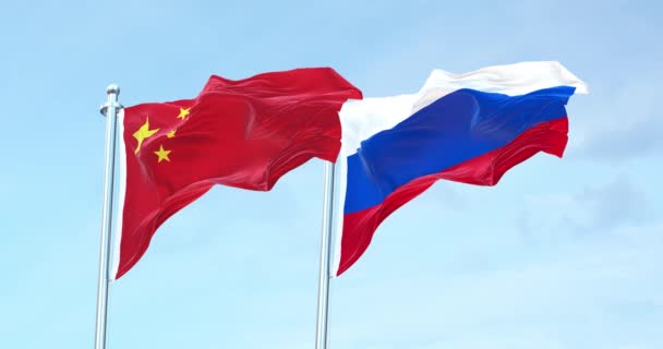 Čína Rusko Vlajka — Stock video