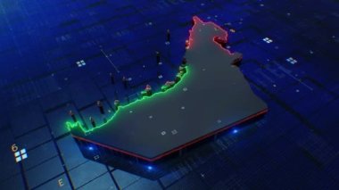 Birleşik Arap Emirlikleri haritası dijital 4k 