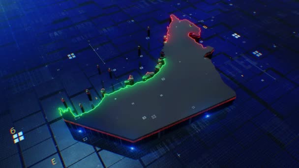 United Arab Emirates Map Digital — Stock Video