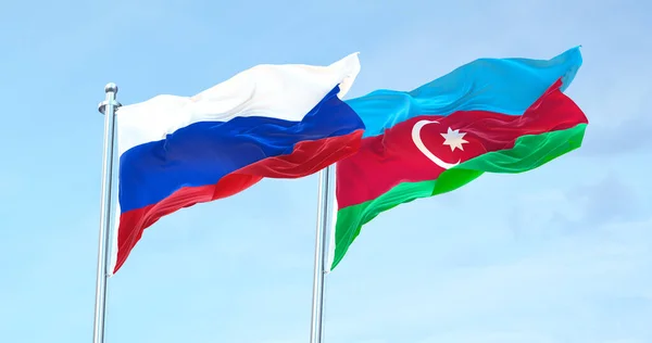 Azerbaijan Russia Flag Waving — стоковое фото