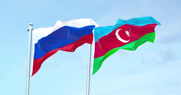Azerbajdzjan Mot Ryssland Flagga Viftande — Stockvideo