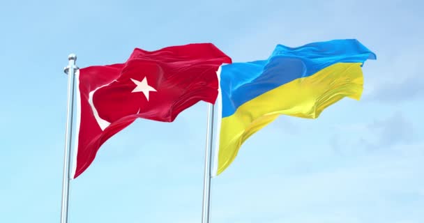 Turkiet Ukraina Flagga Viftande — Stockvideo