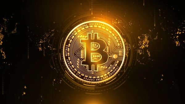 3D illüstrasyon Kripto para birimi bitcoin 4k