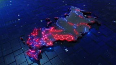 Güney Kore haritası dijital 4k 