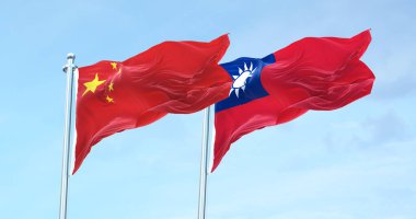 China vs Taiwan flag waving 4k 