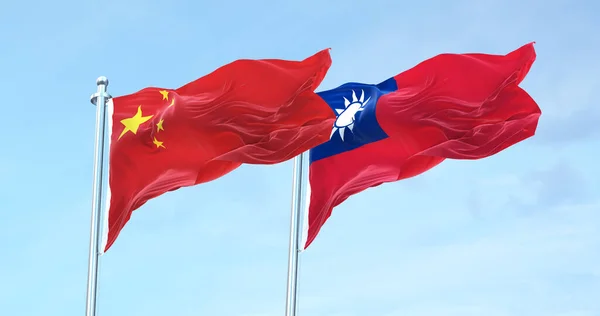 China vs Taiwan flag waving 4k 