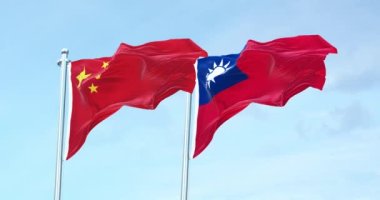 China vs Taiwan flag waving 4k 