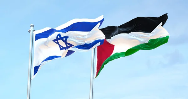 Израиль Против Палестины Флаг Размахивая — стоковое фото