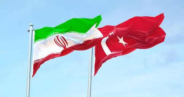 Иран Против Турции Флаги Размахивают — стоковое фото