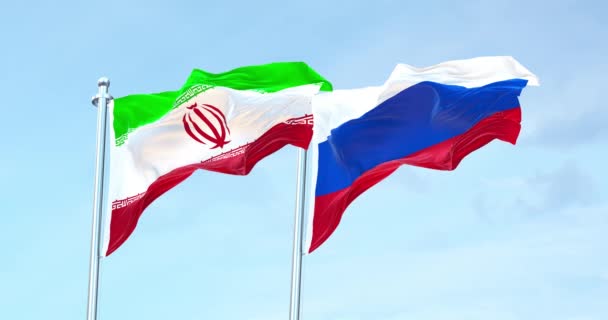 Iran Przeciwko Rosji Flaga — Wideo stockowe