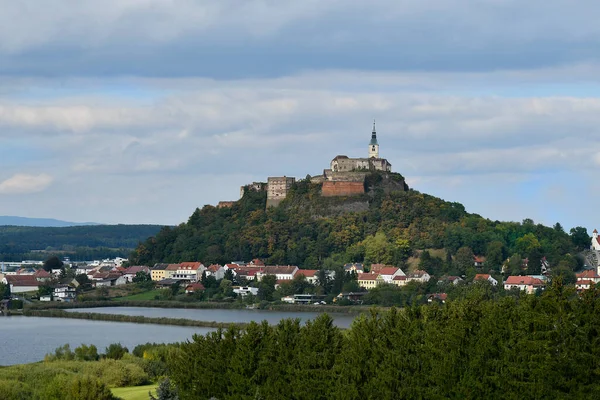 Áustria Vista Castelo Adivinhar Sul Burgenland Com Lagoas Peixes — Fotografia de Stock