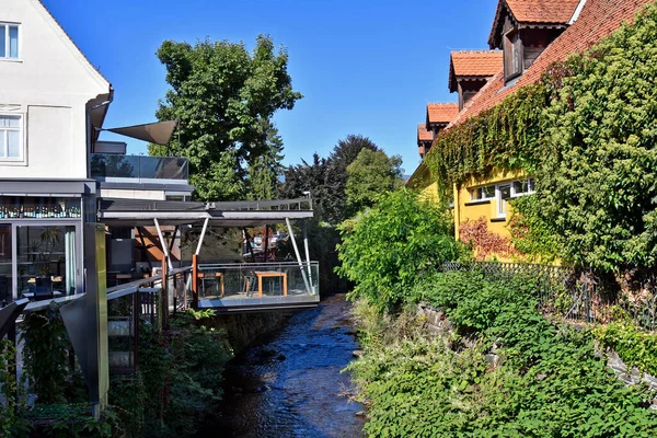 Stainz Austria September 2021 Cafe Restaurant Seating Area Overhanging River — Stock Photo, Image
