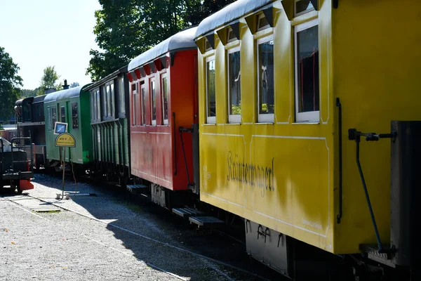 Stainz Austria Septiembre 2021 Vagones Coloridos Del Llamado Flascherlzug Tren —  Fotos de Stock