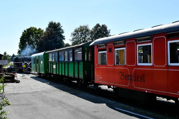 Stainz Austria Septiembre 2021 Vagones Coloridos Del Llamado Flascherlzug Tren —  Fotos de Stock