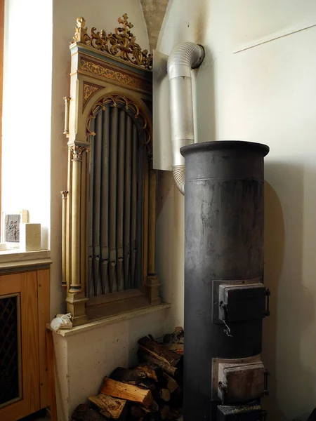 Austria Interior Medieval Del Antiguo Monasterio Con Tubos Órgano Horno —  Fotos de Stock