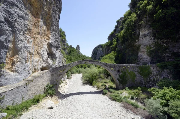 Grèce Épire Pont Historique Noutsos Alias Pont Kokoris Sur Rivière — Photo